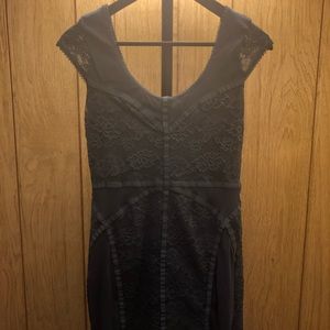 Blue lace mini dress